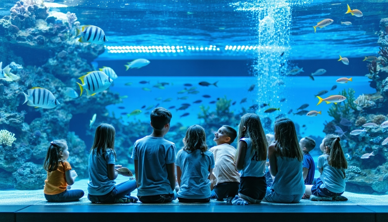 Guests interacting with marine life at Aquaventure World Dubai’s aquarium